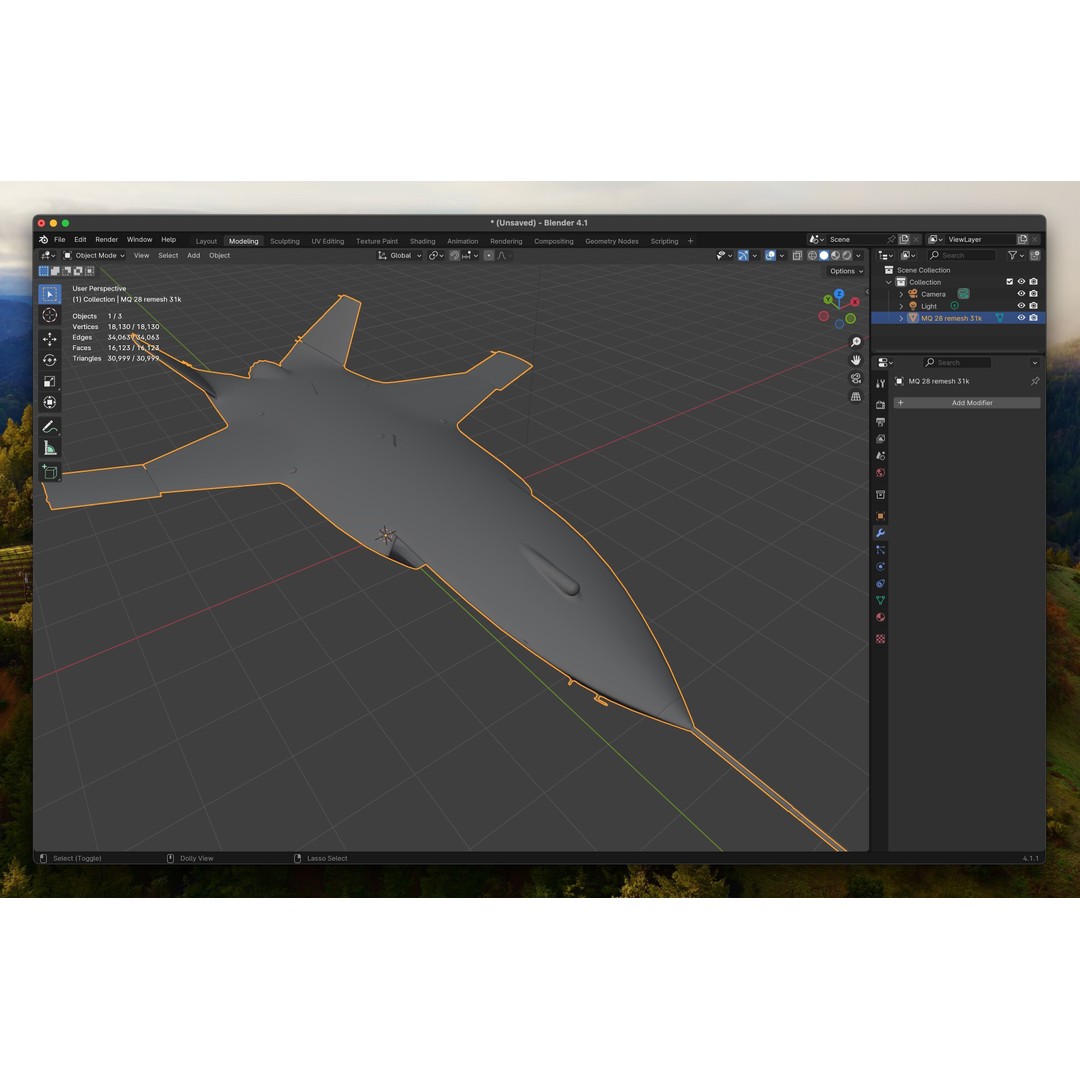 Boeing MQ-28 Ghost Bat 3D Model – Low Poly Game Ready Drone, FBX