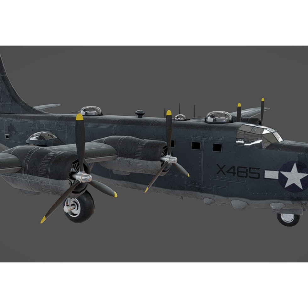 PB4Y-2 Privateer 3D Model – Low Poly Game Asset, FBX, OBJ, Blender - View 10