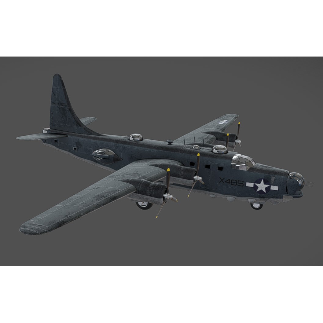 PB4Y-2 Privateer 3D Model – Low Poly Game Asset, FBX, OBJ, Blender - View 3