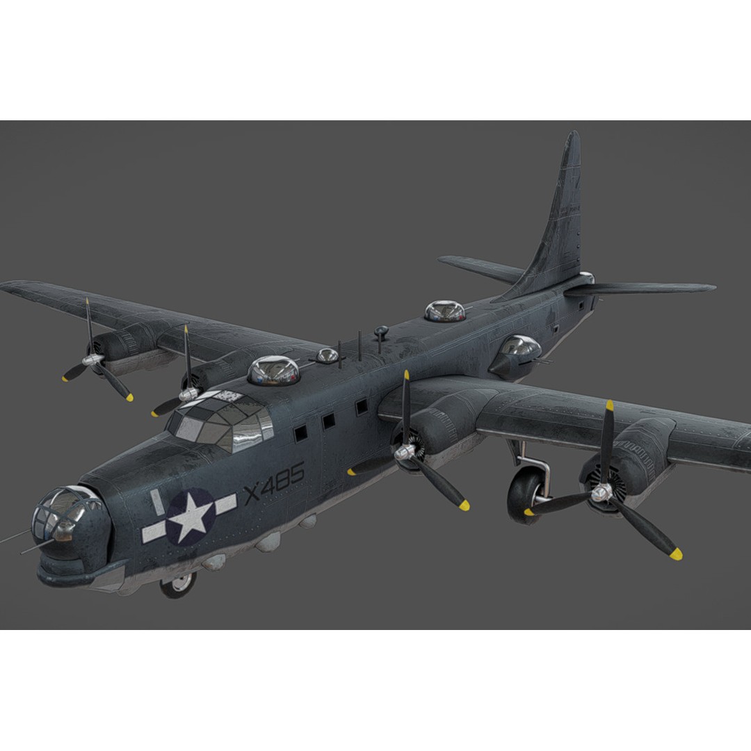 PB4Y-2 Privateer 3D Model – Low Poly Game Asset, FBX, OBJ, Blender - View 7