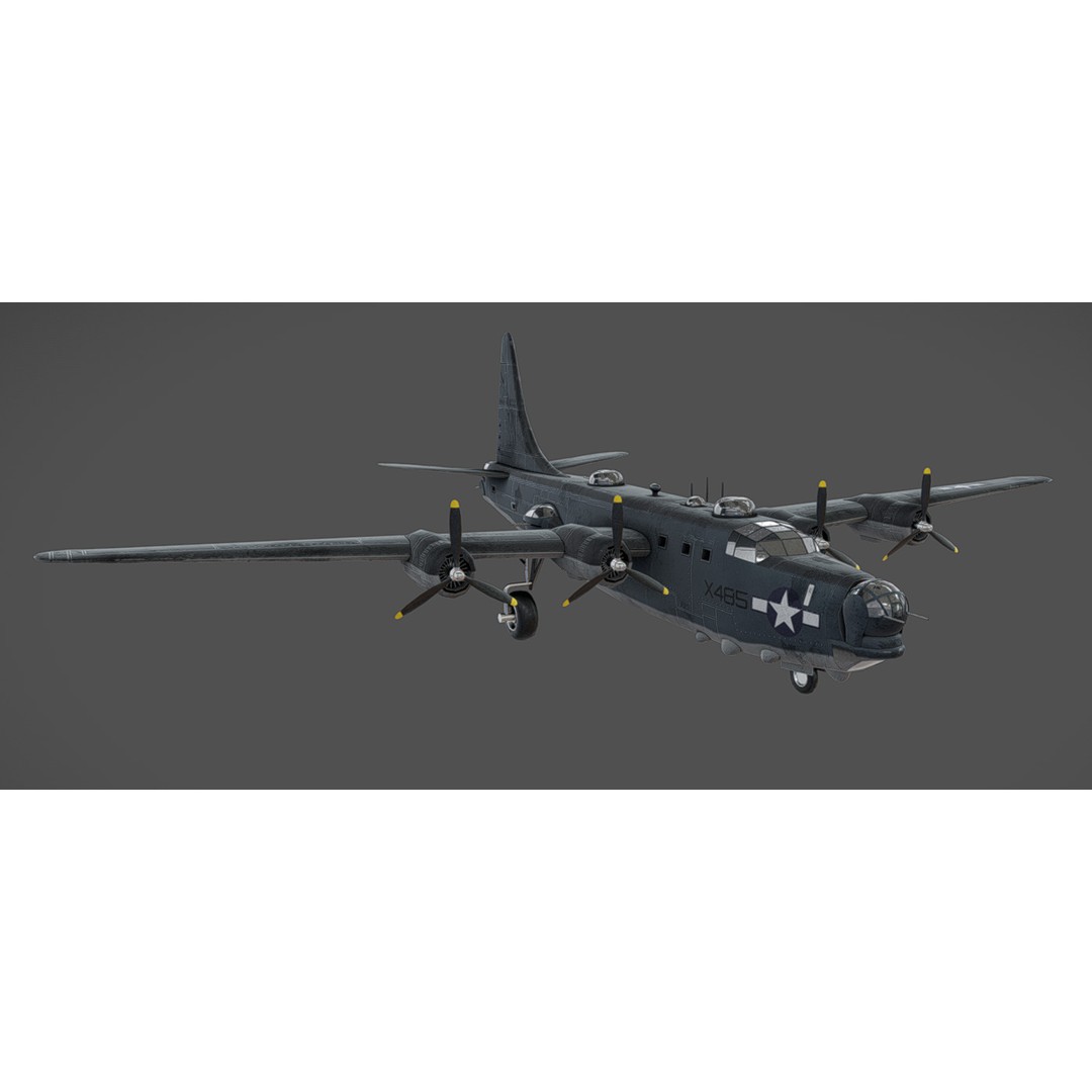 PB4Y-2 Privateer 3D Model – Low Poly Game Asset, FBX, OBJ, Blender - View 9