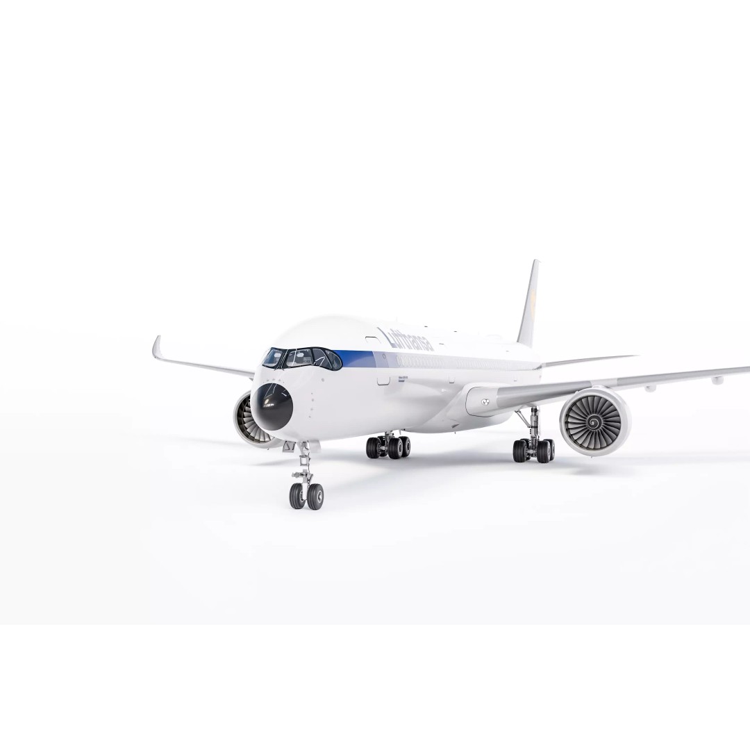 Airbus A350-900 3D Model – Lufthansa Retro Aircraft, Blender - View 2