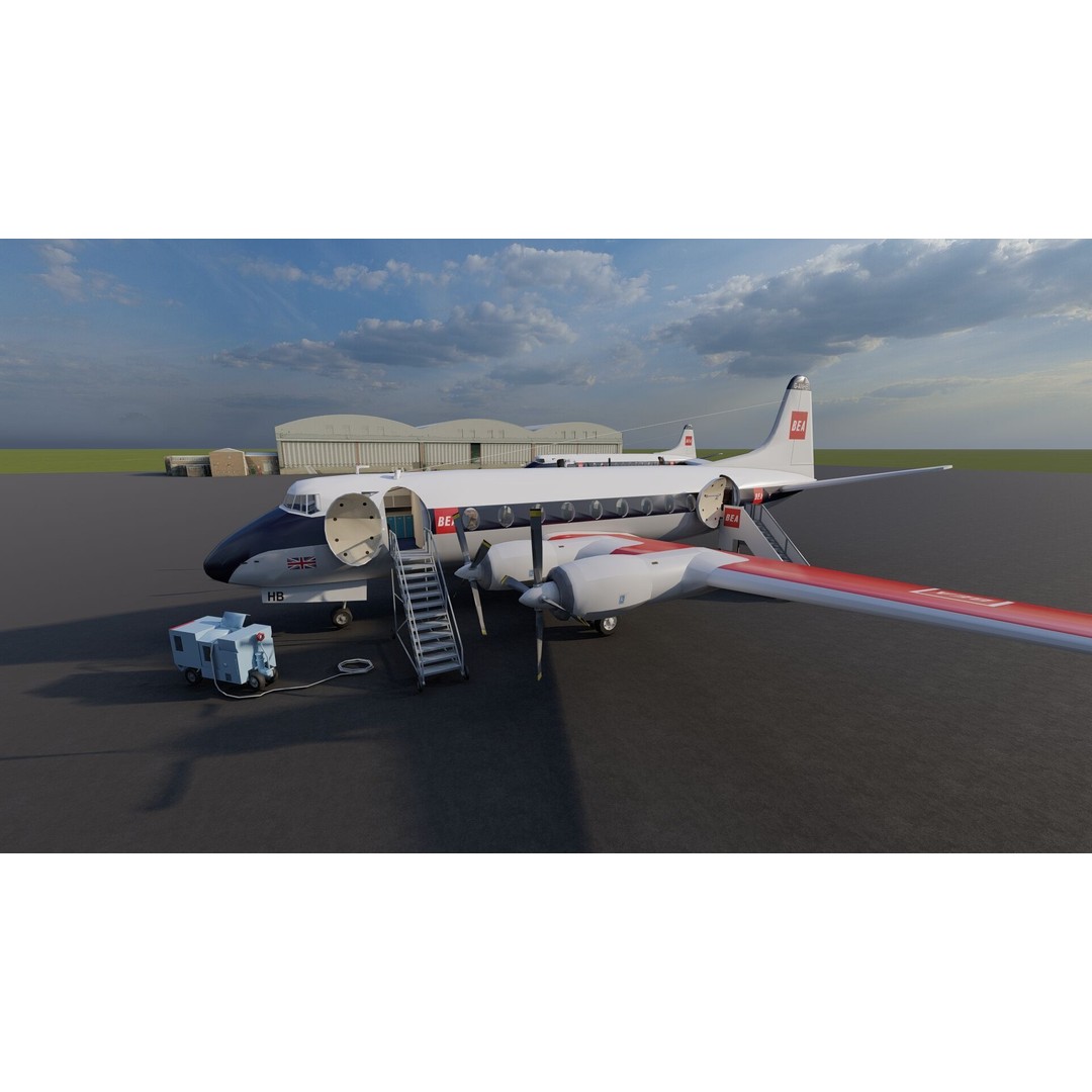 Vickers Viscount V700 & V800 3D Model – Detailed Aircraft, PBR Textures - View 20