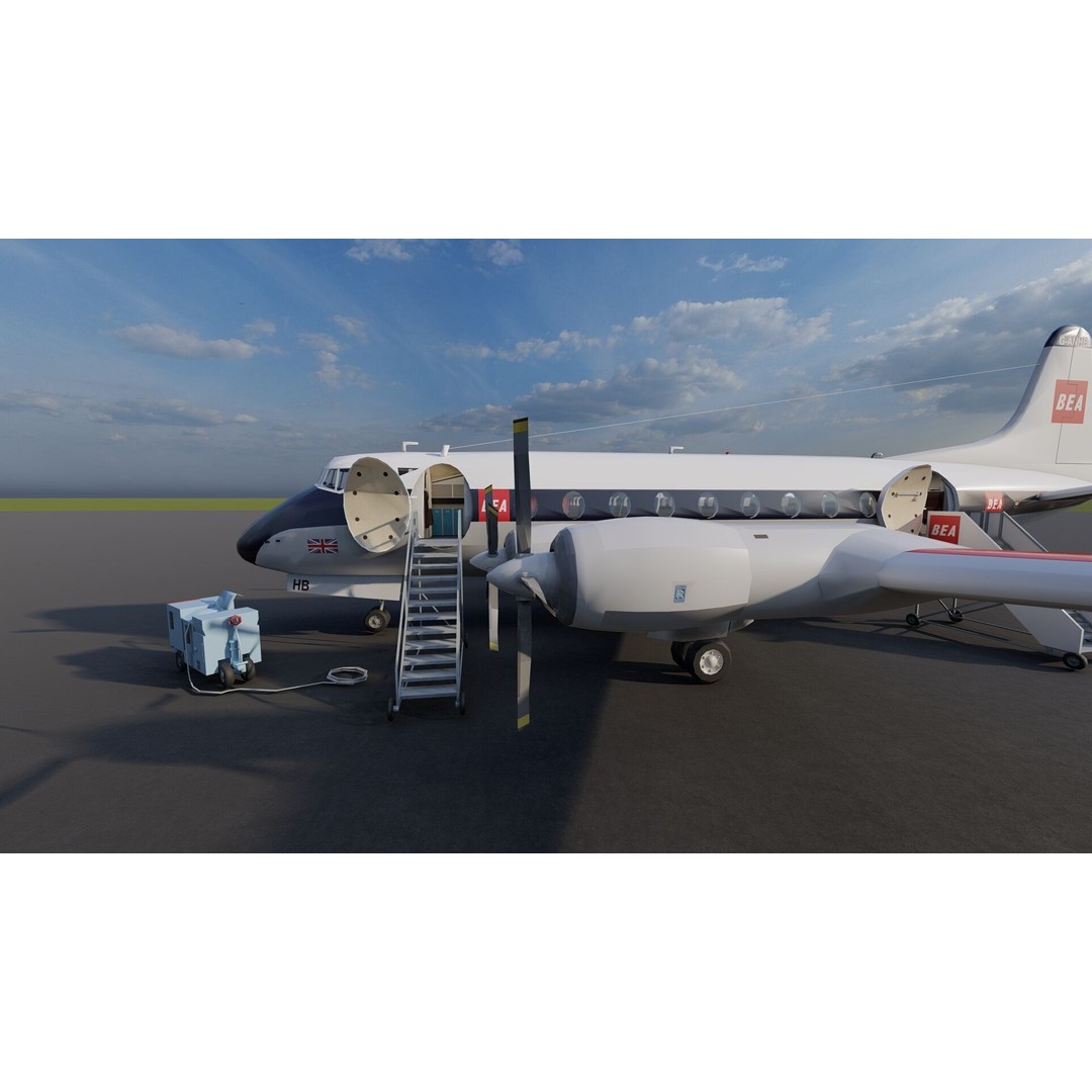 Vickers Viscount V700 & V800 3D Model – Detailed Aircraft, PBR Textures - View 21