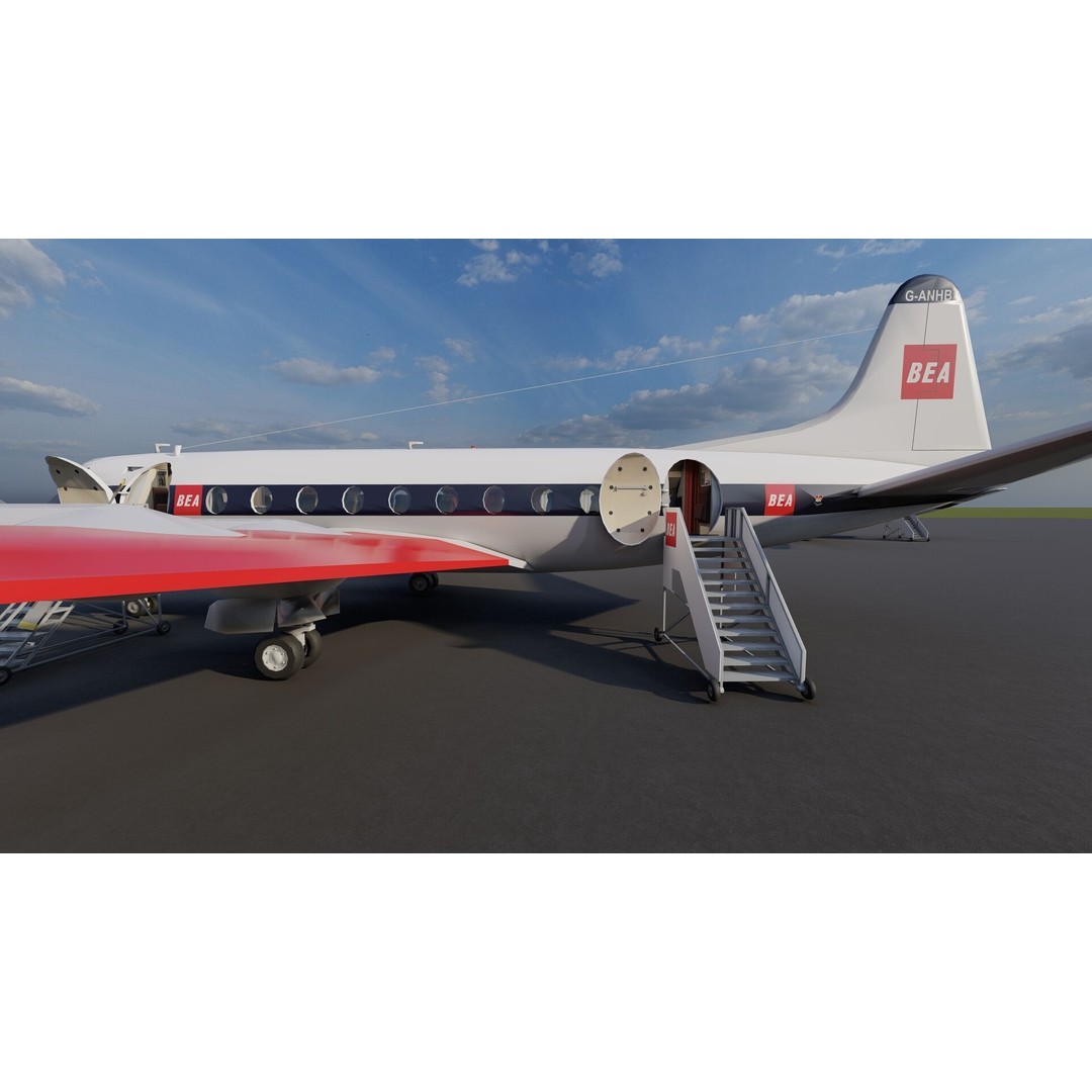 Vickers Viscount V700 & V800 3D Model – Detailed Aircraft, PBR Textures - View 23