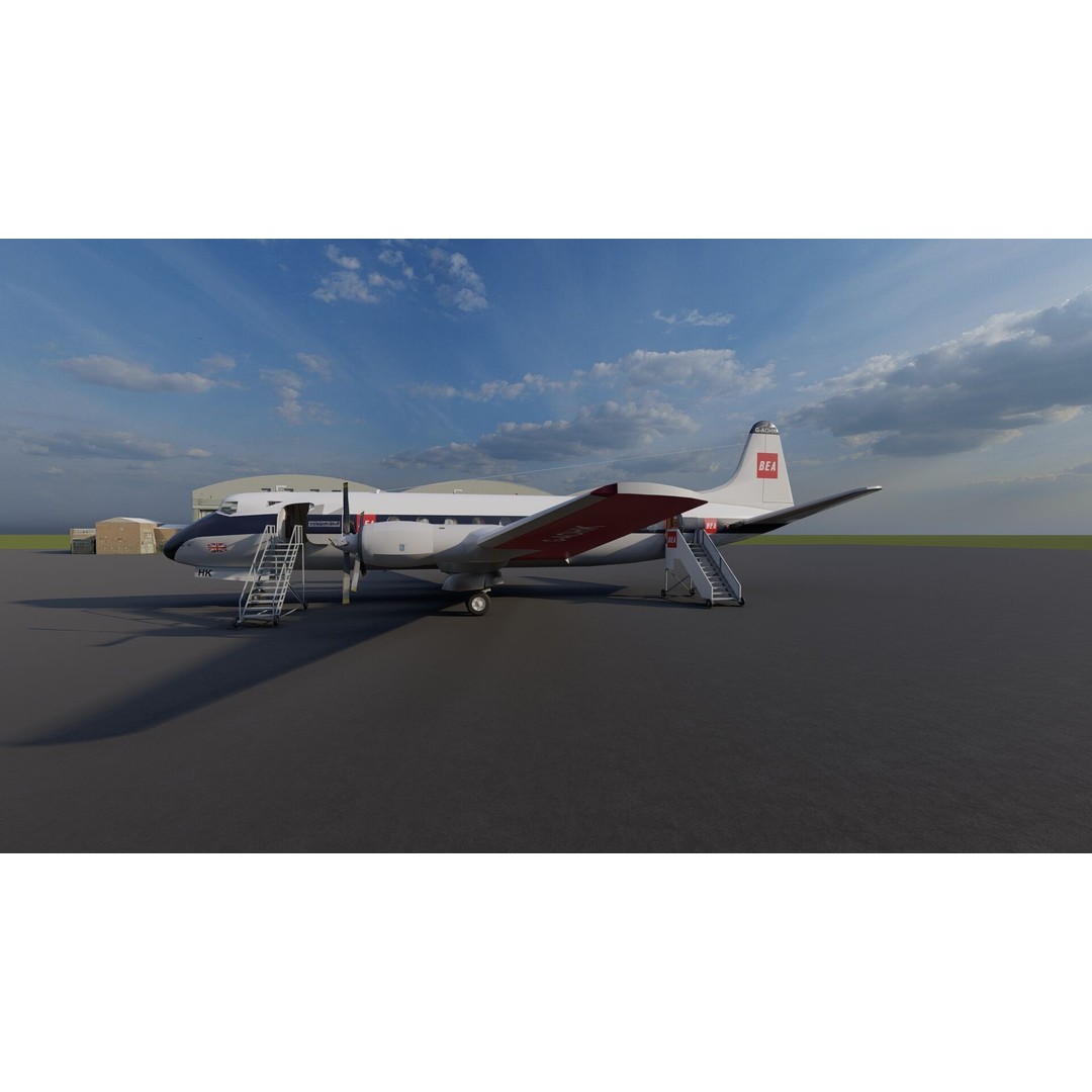 Vickers Viscount V700 & V800 3D Model – Detailed Aircraft, PBR Textures - View 24