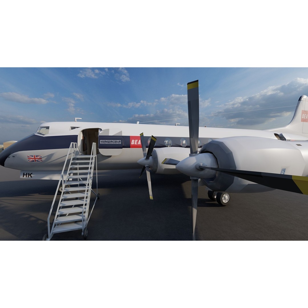 Vickers Viscount V700 & V800 3D Model – Detailed Aircraft, PBR Textures - View 25