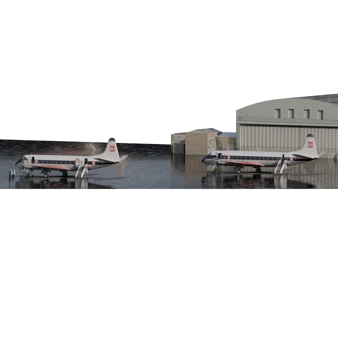 Vickers Viscount V700 & V800 3D Model – Detailed Aircraft, PBR Textures - View 3