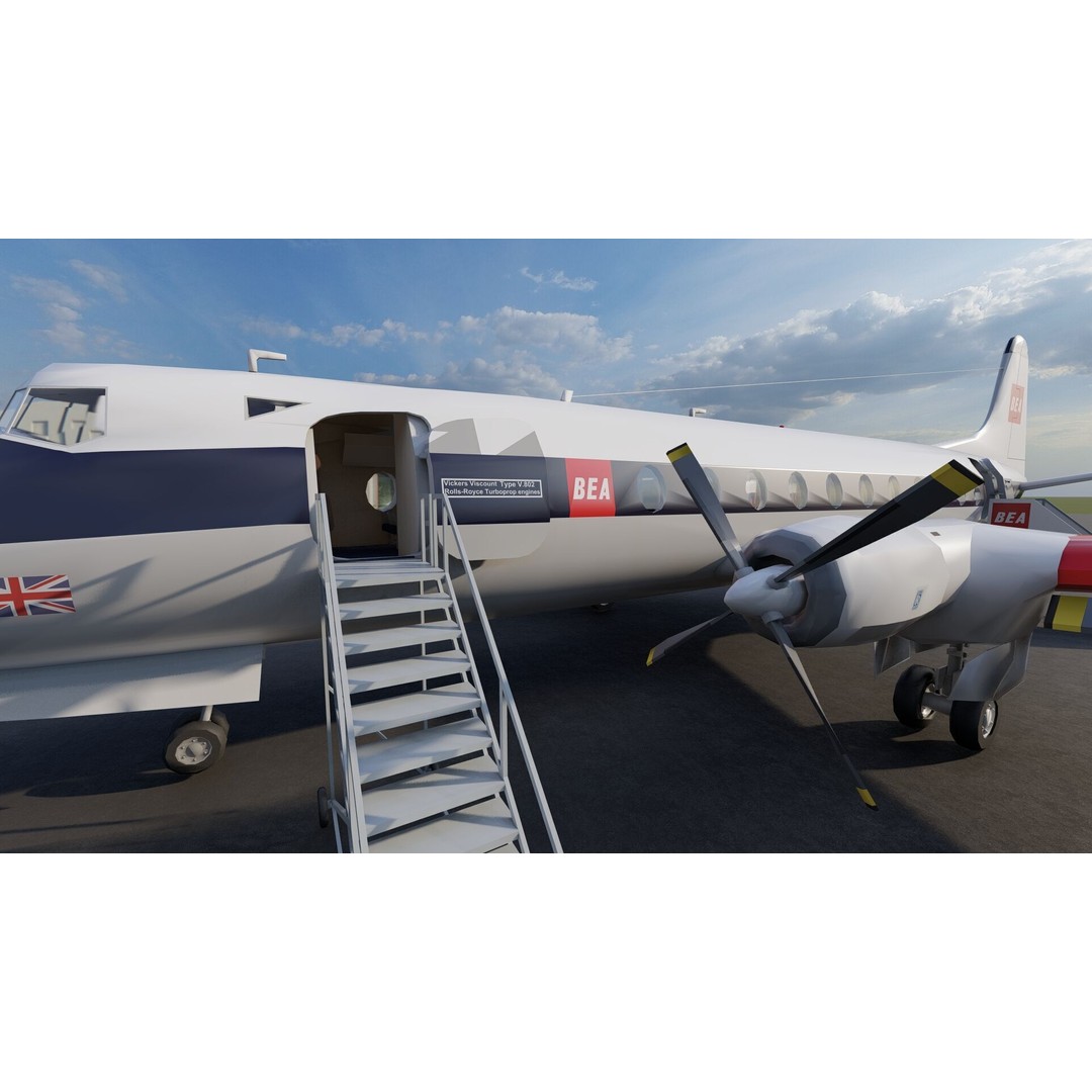 Vickers Viscount V700 & V800 3D Model – Detailed Aircraft, PBR Textures - View 35