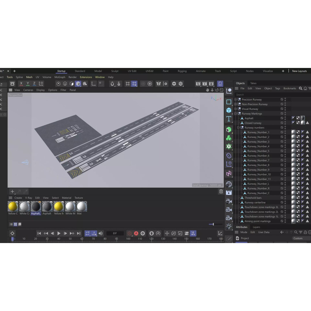 Runway Markings Pack 3D Model – Low Poly Modular Airport System, FBX