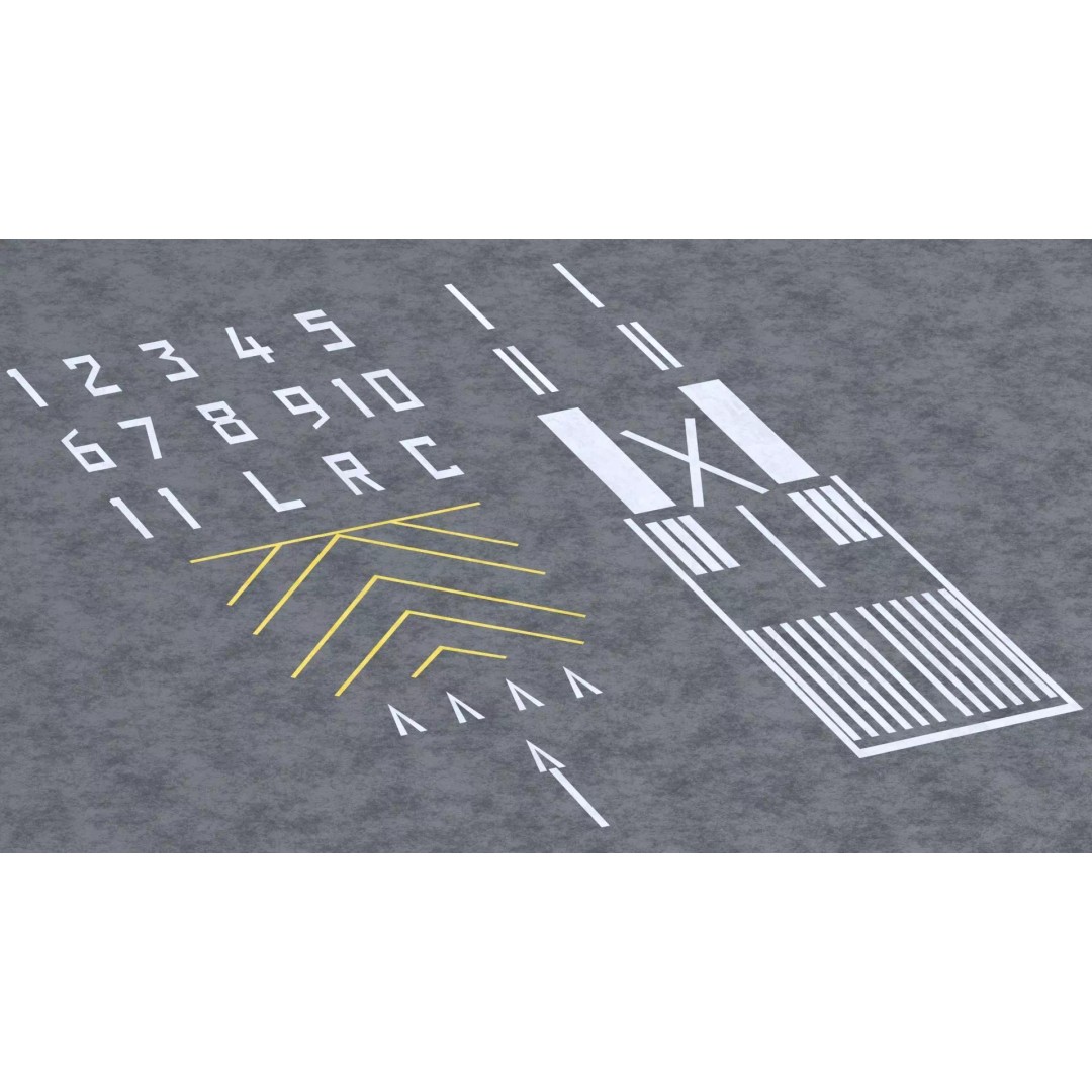Runway Markings Pack 3D Model – Low Poly Modular Airport System, FBX - View 3