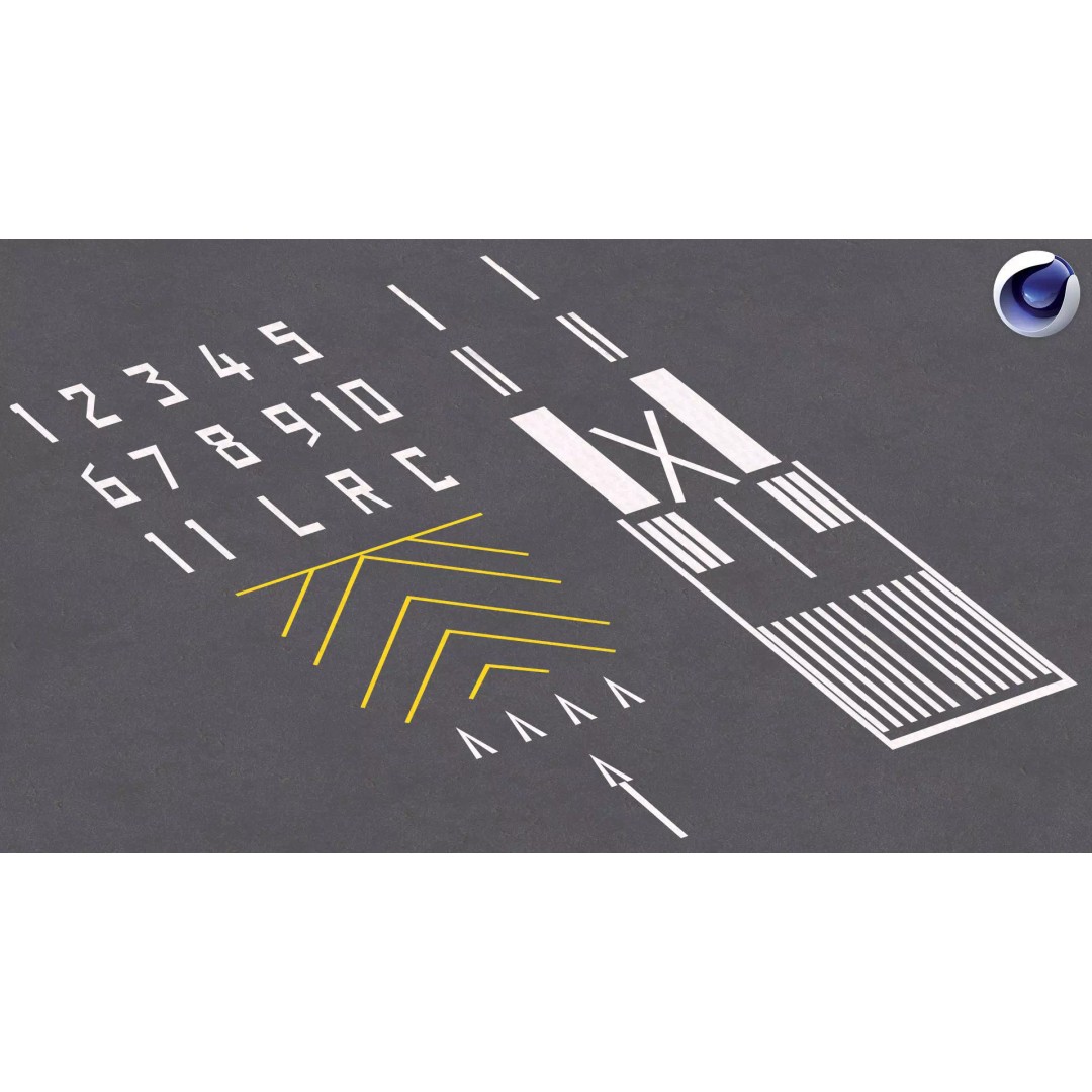 Runway Markings Pack 3D Model – Low Poly Modular Airport System, FBX - View 4