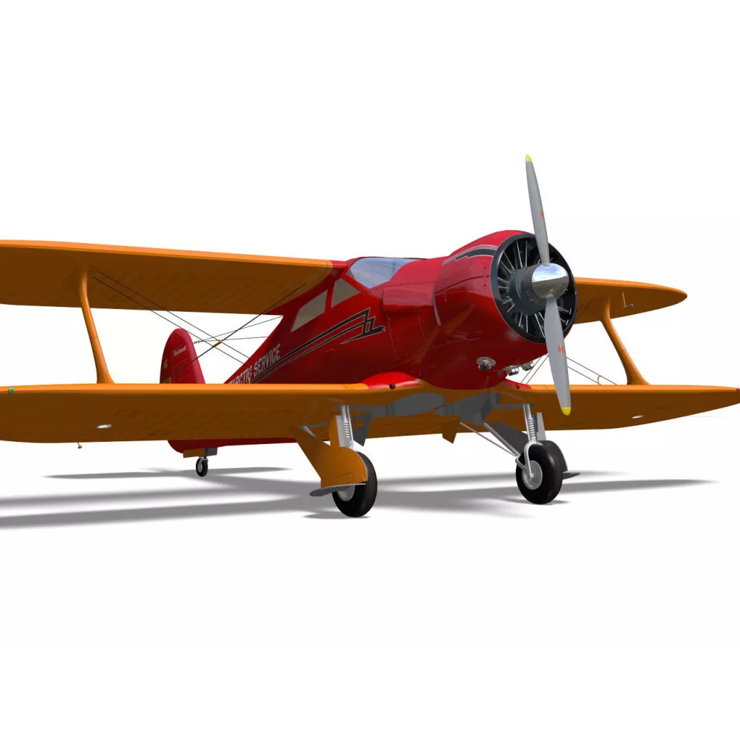Beechcraft Model D17 Staggerwing 3D Model – High Poly Aircraft, FBX - View 9