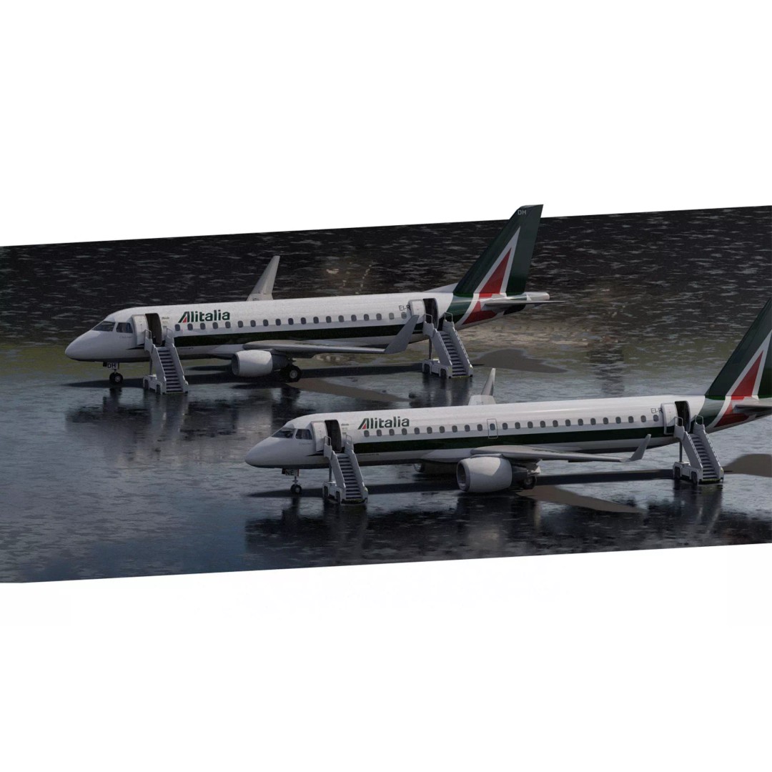 Embraer 190 and 170 3D Model – High Poly Aircraft Asset, FBX, OBJ - View 2