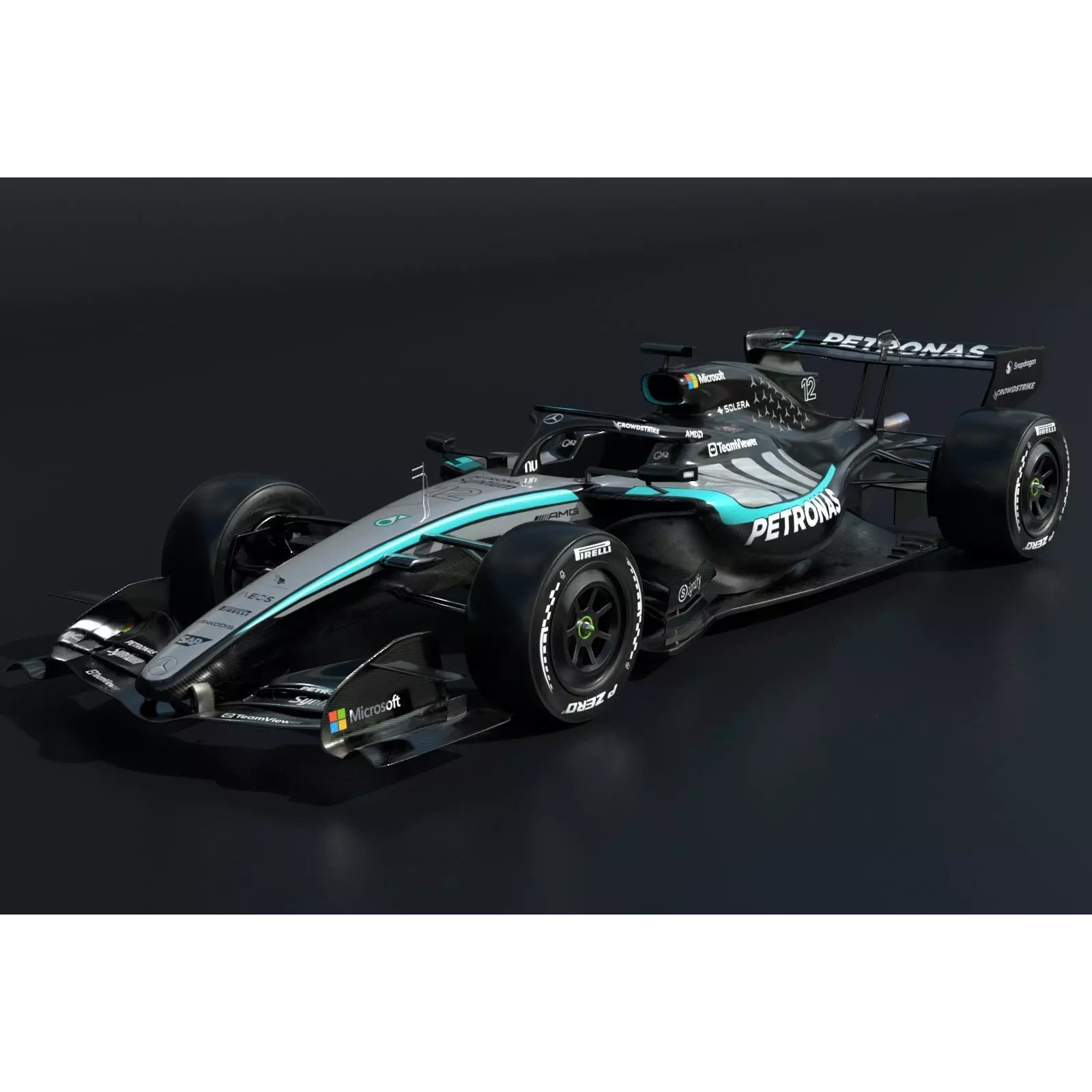 Mercedes W-17 F1 2026 - Game-Ready 3D Model - View 2