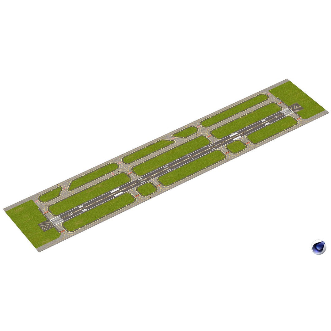 Airfield 3D Model – Low Poly Game Asset, PBR Textures, FBX - View 4
