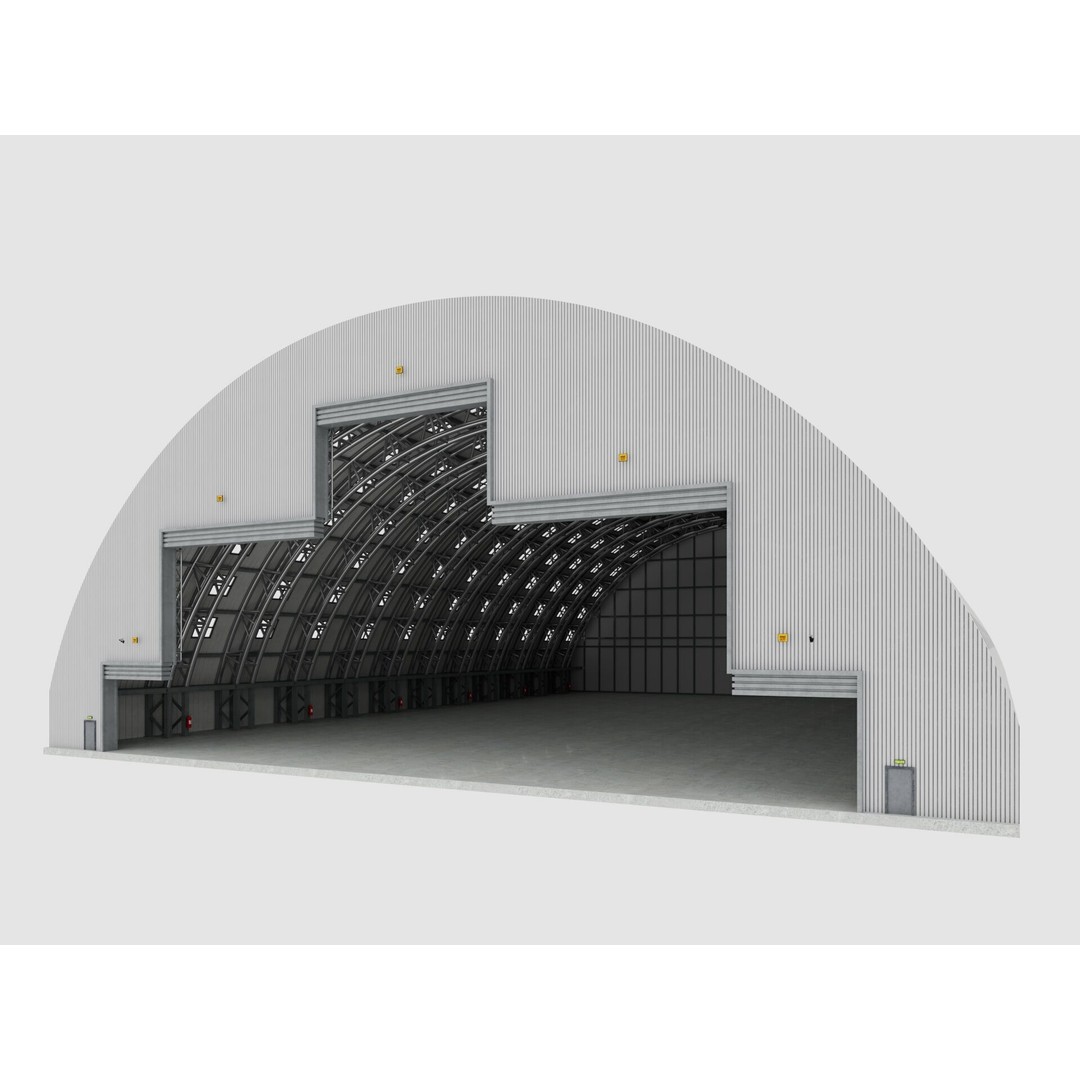 Hangar 4 3D Model – Industrial Storage Building, FBX, Blender - View 3