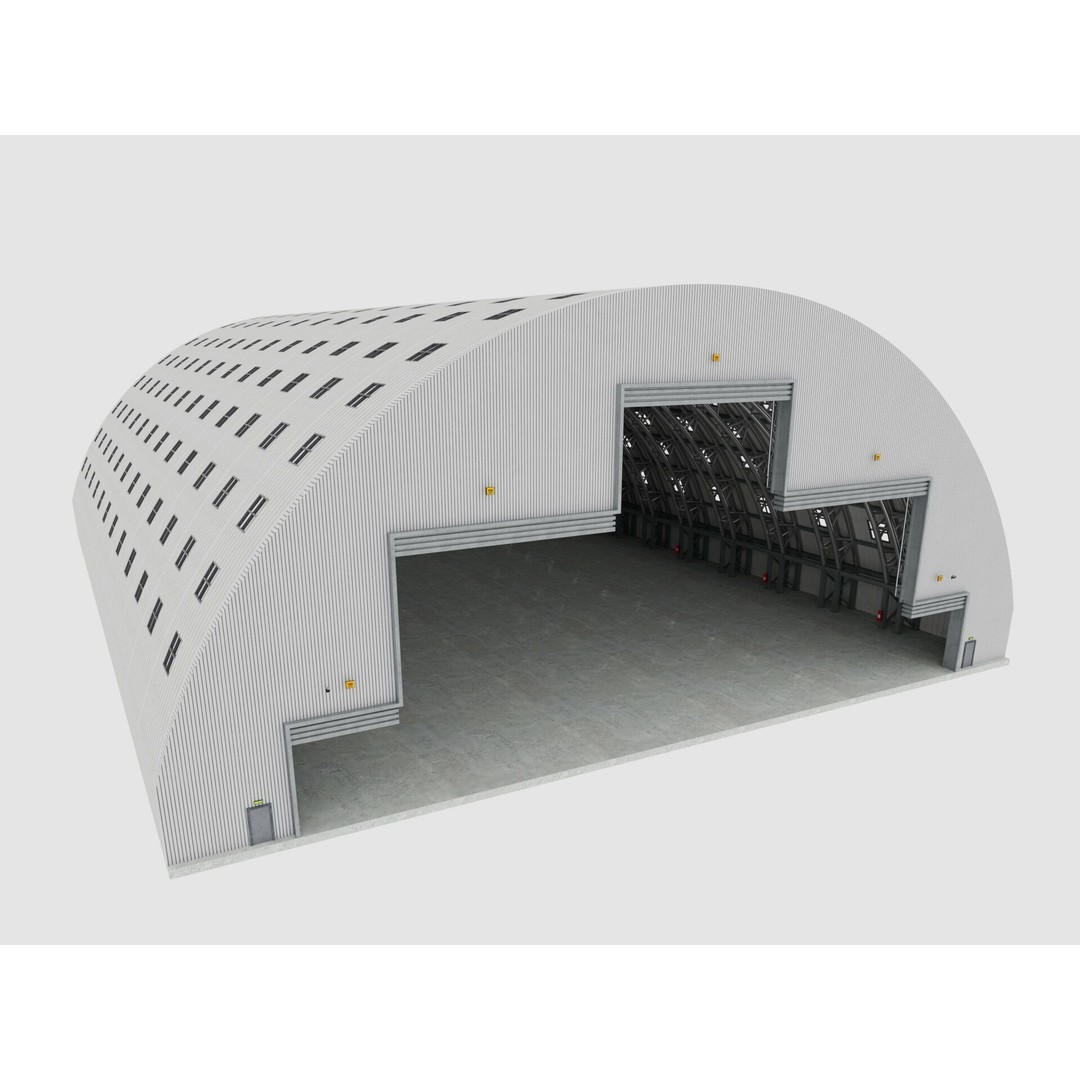 Hangar 4 3D Model – Industrial Storage Building, FBX, Blender - View 6