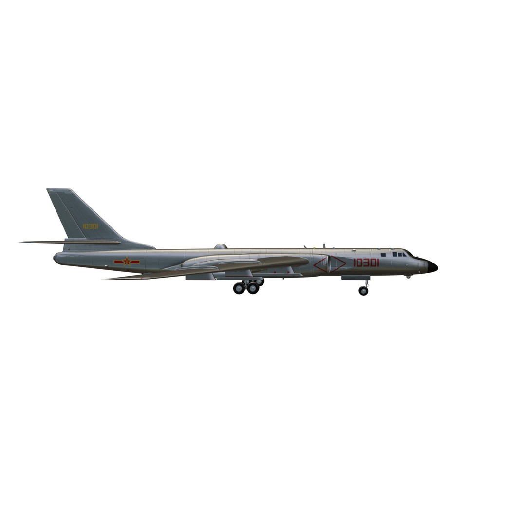 Xian-H6 Bomber 3D Model – Low Poly Military Aircraft, FBX - View 10