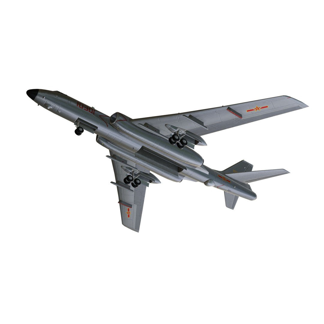 Xian-H6 Bomber 3D Model – Low Poly Military Aircraft, FBX - View 3