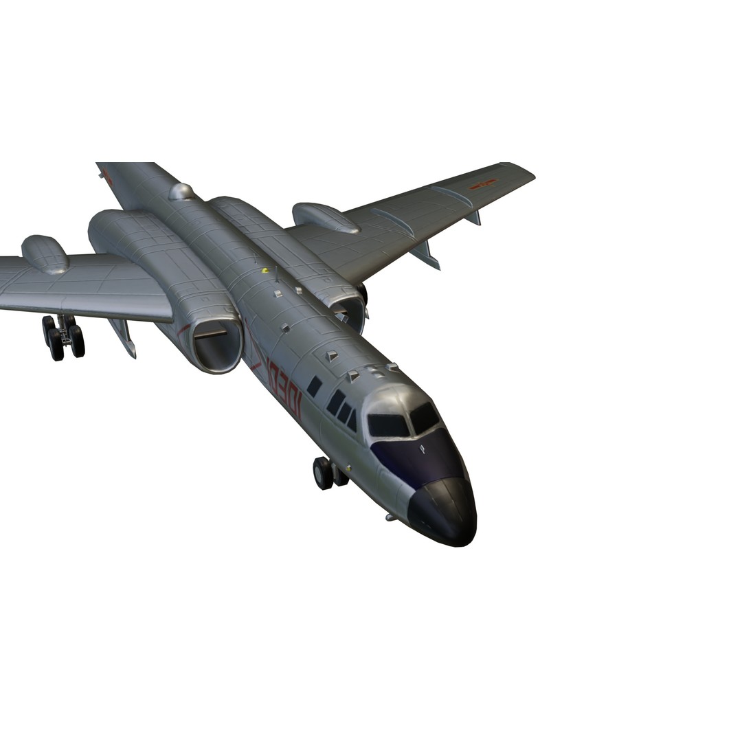 Xian-H6 Bomber 3D Model – Low Poly Military Aircraft, FBX - View 6