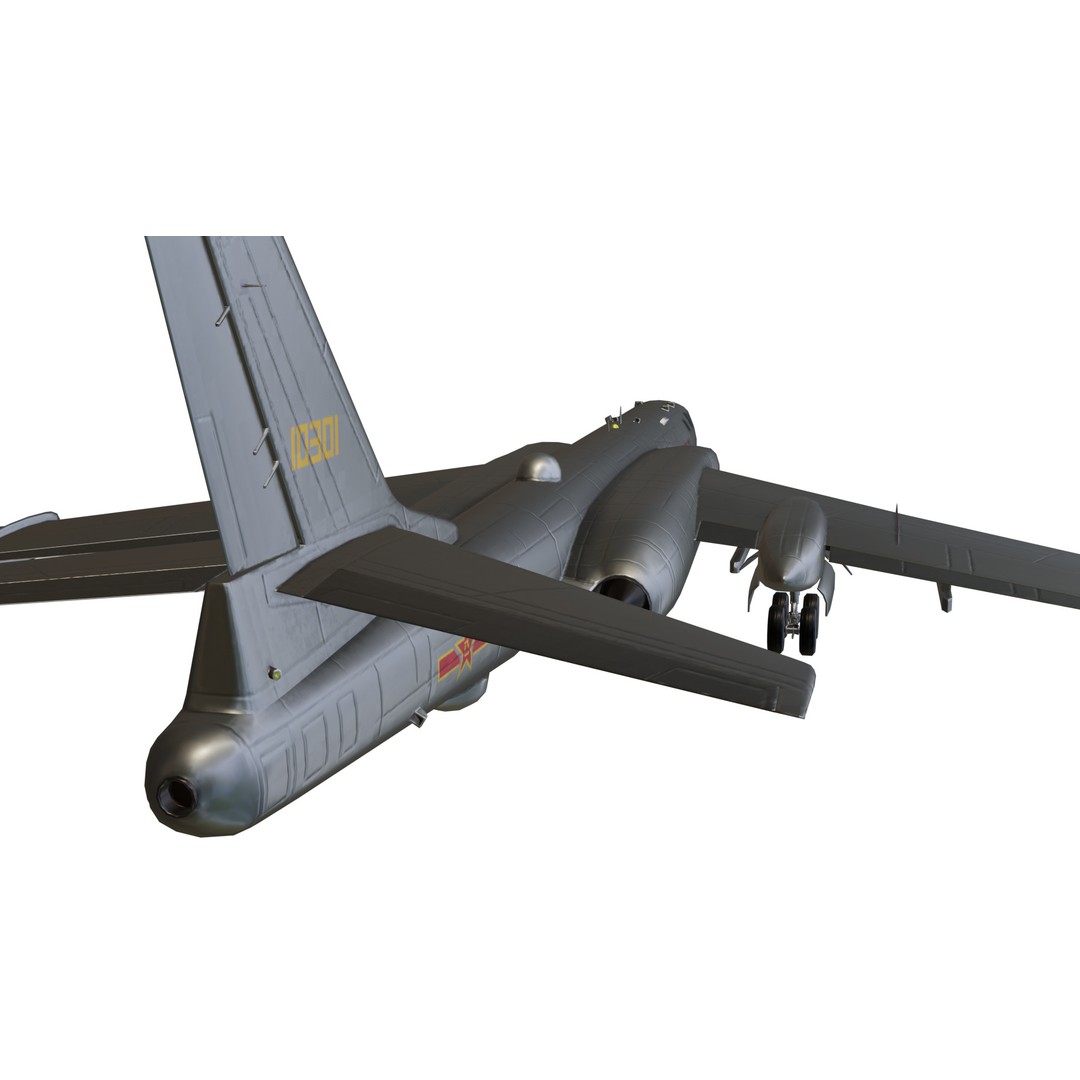 Xian-H6 Bomber 3D Model – Low Poly Military Aircraft, FBX - View 7