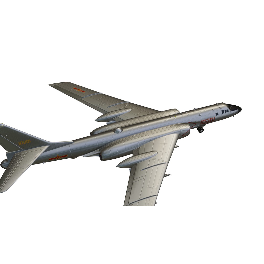 Xian-H6 Bomber 3D Model – Low Poly Military Aircraft, FBX - View 8