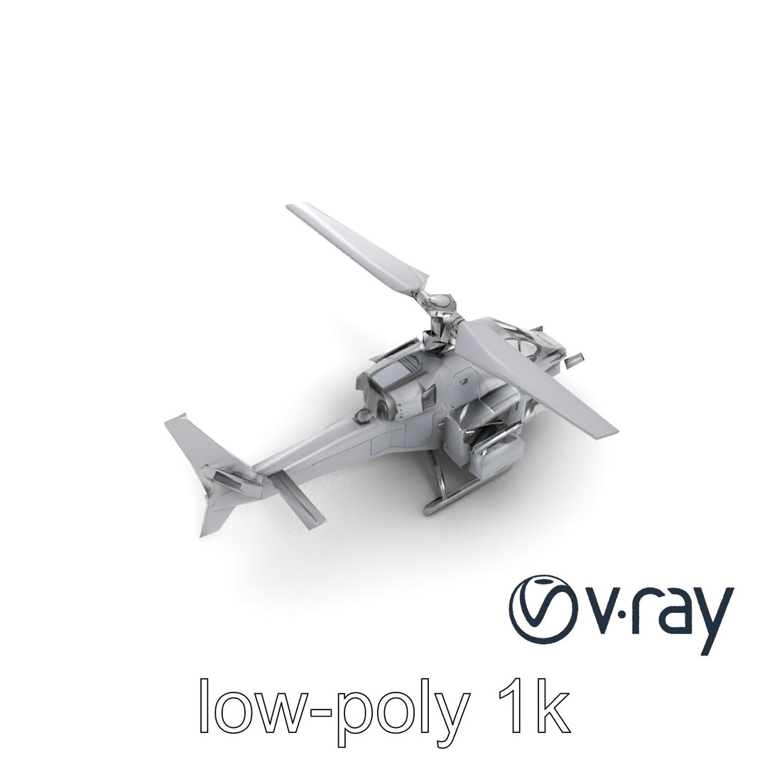 ShadowFury Attack Chopper 3D Model – Low Poly PBR Military Aircraft - View 11