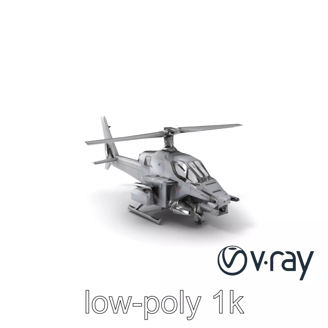 ShadowFury Attack Chopper 3D Model – Low Poly PBR Military Aircraft - View 2