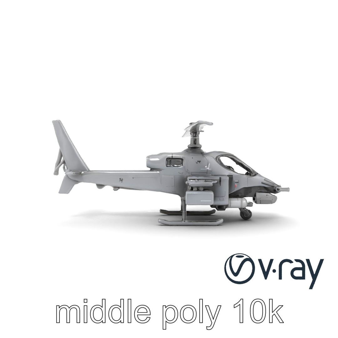 ShadowFury Attack Chopper 3D Model – Low Poly PBR Military Aircraft - View 28