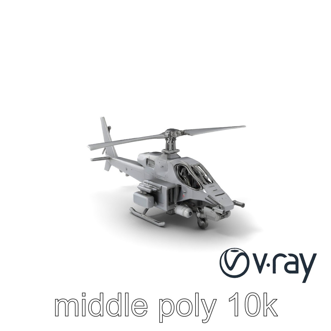 ShadowFury Attack Chopper 3D Model – Low Poly PBR Military Aircraft - View 4