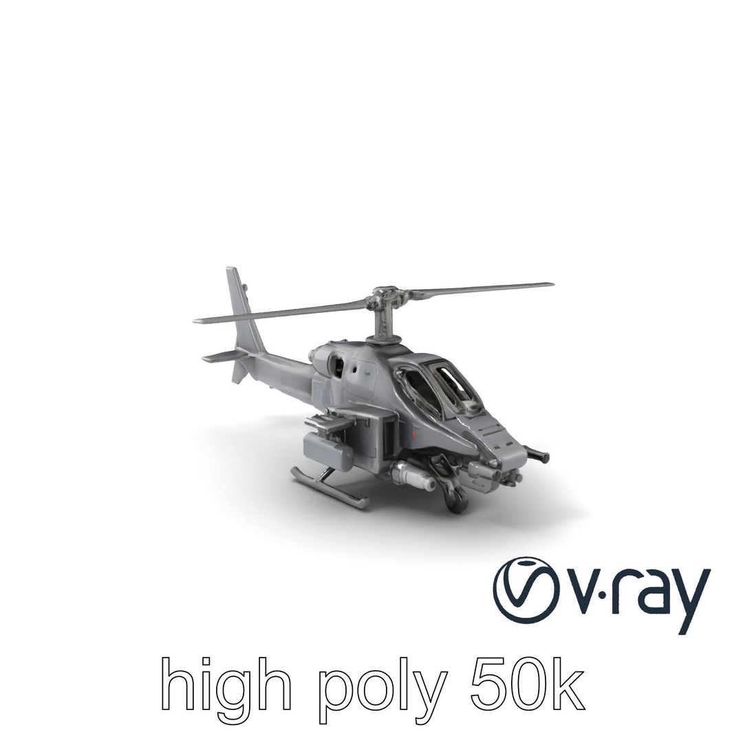 ShadowFury Attack Chopper 3D Model – Low Poly PBR Military Aircraft - View 6