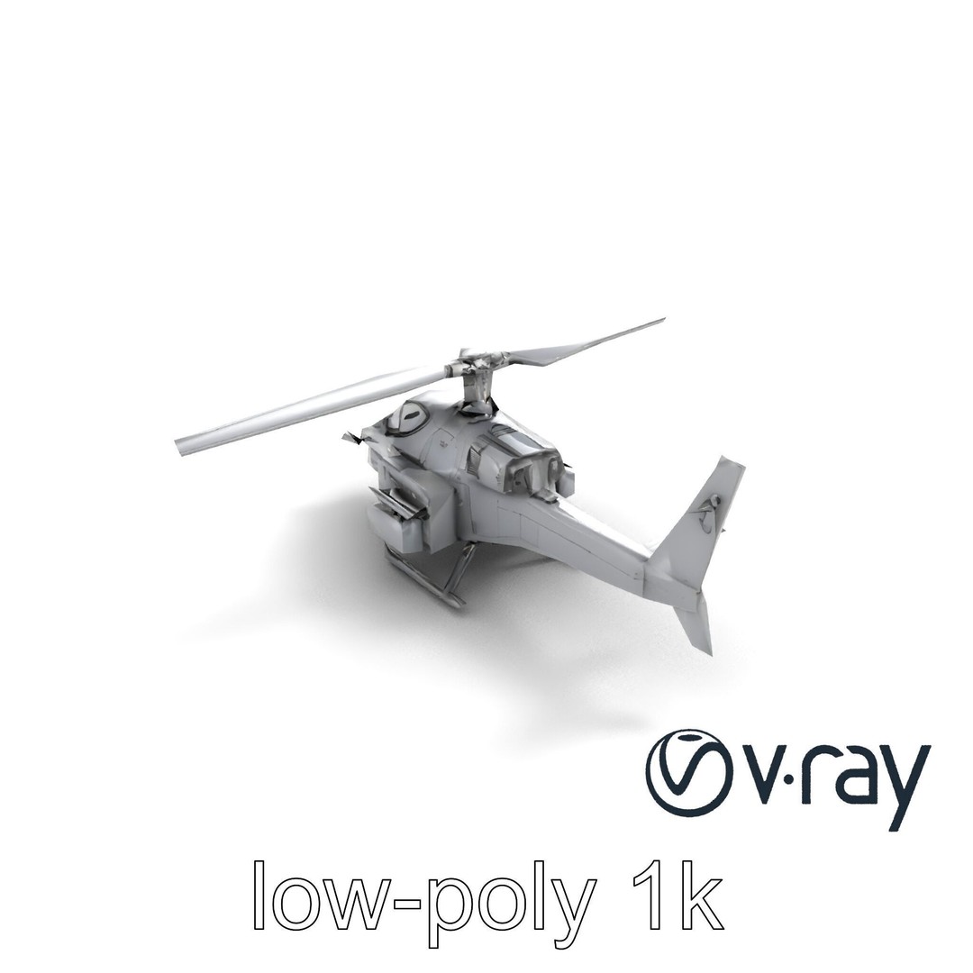 ShadowFury Attack Chopper 3D Model – Low Poly PBR Military Aircraft - View 8
