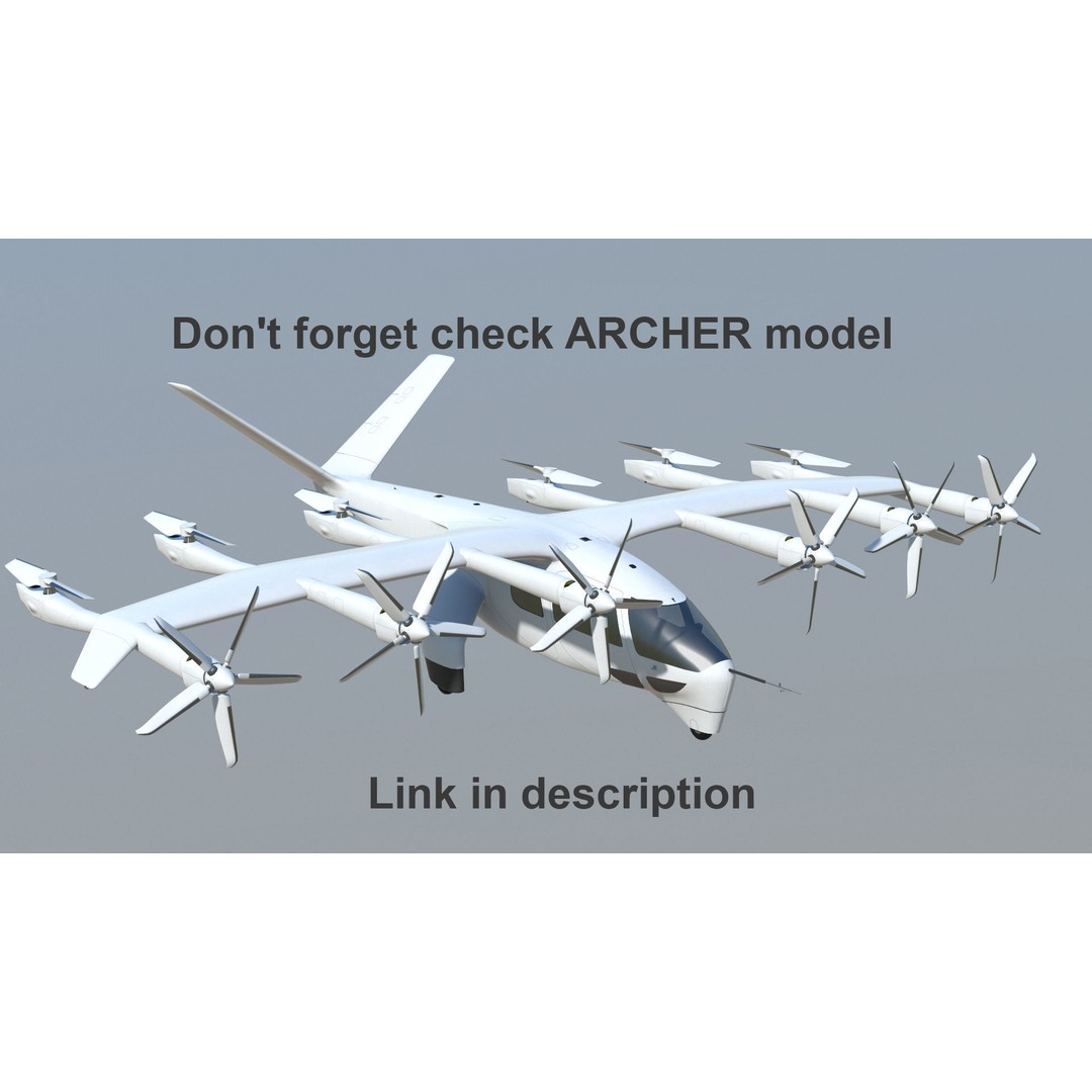 Joby S4 EVTOL 3D Model – Low Poly Aircraft for Games, FBX, Blender