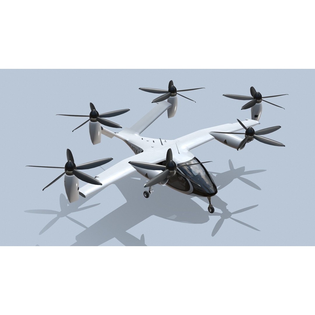 Joby S4 EVTOL 3D Model – Low Poly Aircraft for Games, FBX, Blender - View 12