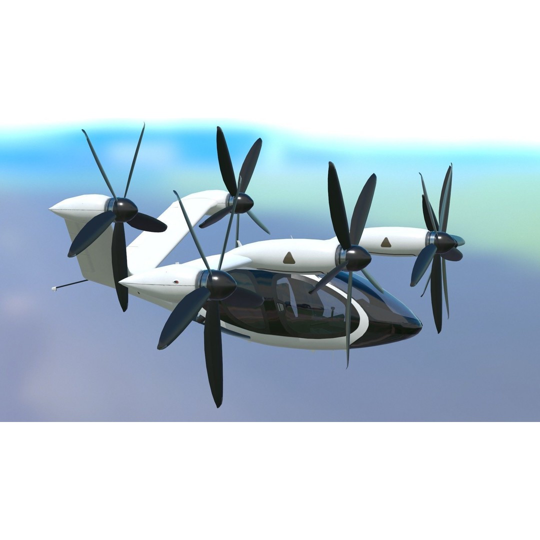 Joby S4 EVTOL 3D Model – Low Poly Aircraft for Games, FBX, Blender - View 15