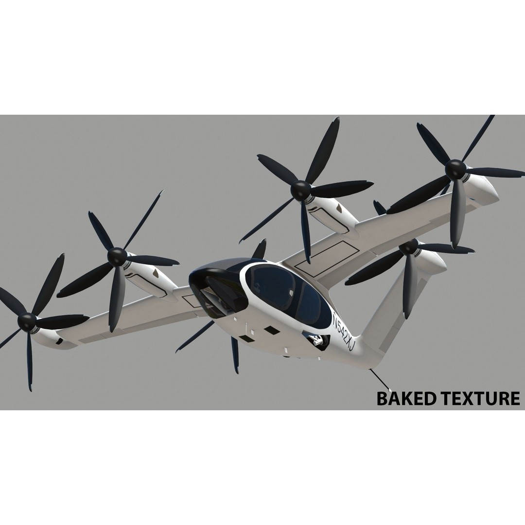 Joby S4 EVTOL 3D Model – Low Poly Aircraft for Games, FBX, Blender - View 16