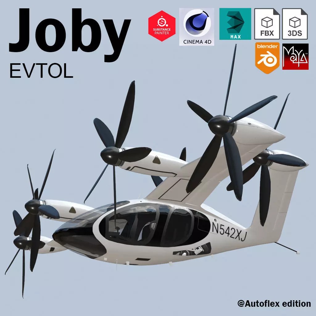 Joby S4 EVTOL 3D Model – Low Poly Aircraft for Games, FBX, Blender - View 2