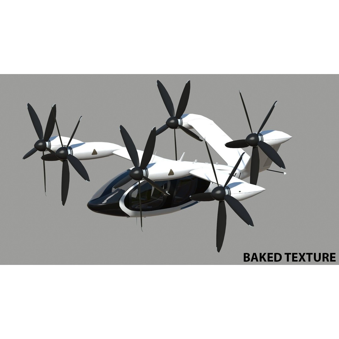 Joby S4 EVTOL 3D Model – Low Poly Aircraft for Games, FBX, Blender - View 20