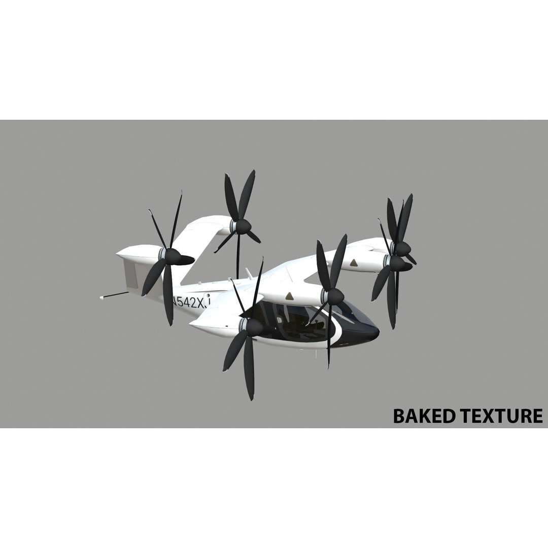 Joby S4 EVTOL 3D Model – Low Poly Aircraft for Games, FBX, Blender - View 23