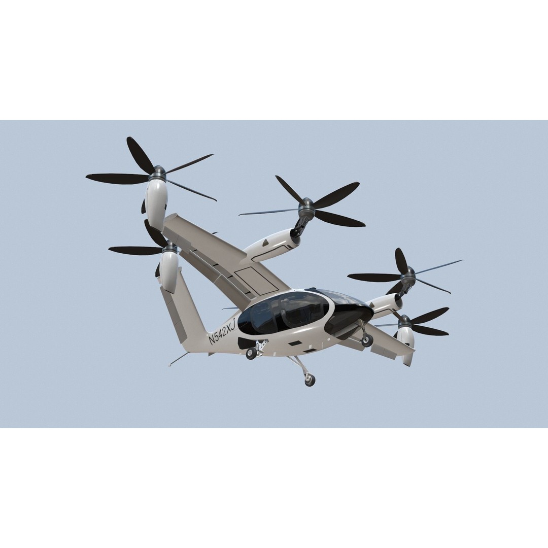 Joby S4 EVTOL 3D Model – Low Poly Aircraft for Games, FBX, Blender - View 8