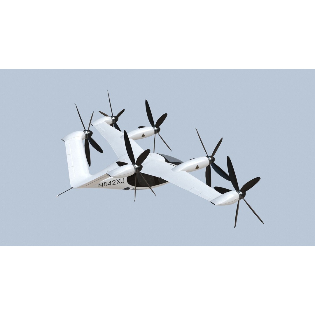 Joby S4 EVTOL 3D Model – Low Poly Aircraft for Games, FBX, Blender - View 9