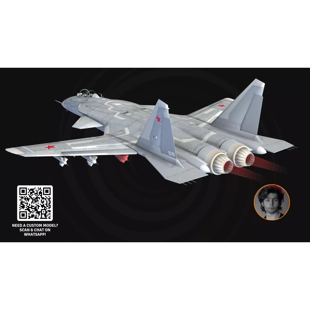 Alpha X Fighter Jet 3D Model – High Poly Game-Ready Aircraft, FBX & Blender - View 3