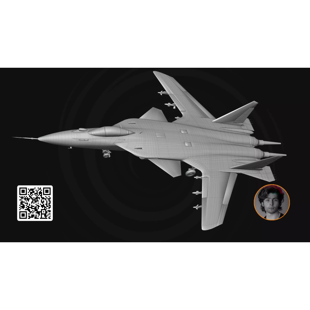 Alpha X Fighter Jet 3D Model – High Poly Game-Ready Aircraft, FBX & Blender - View 9