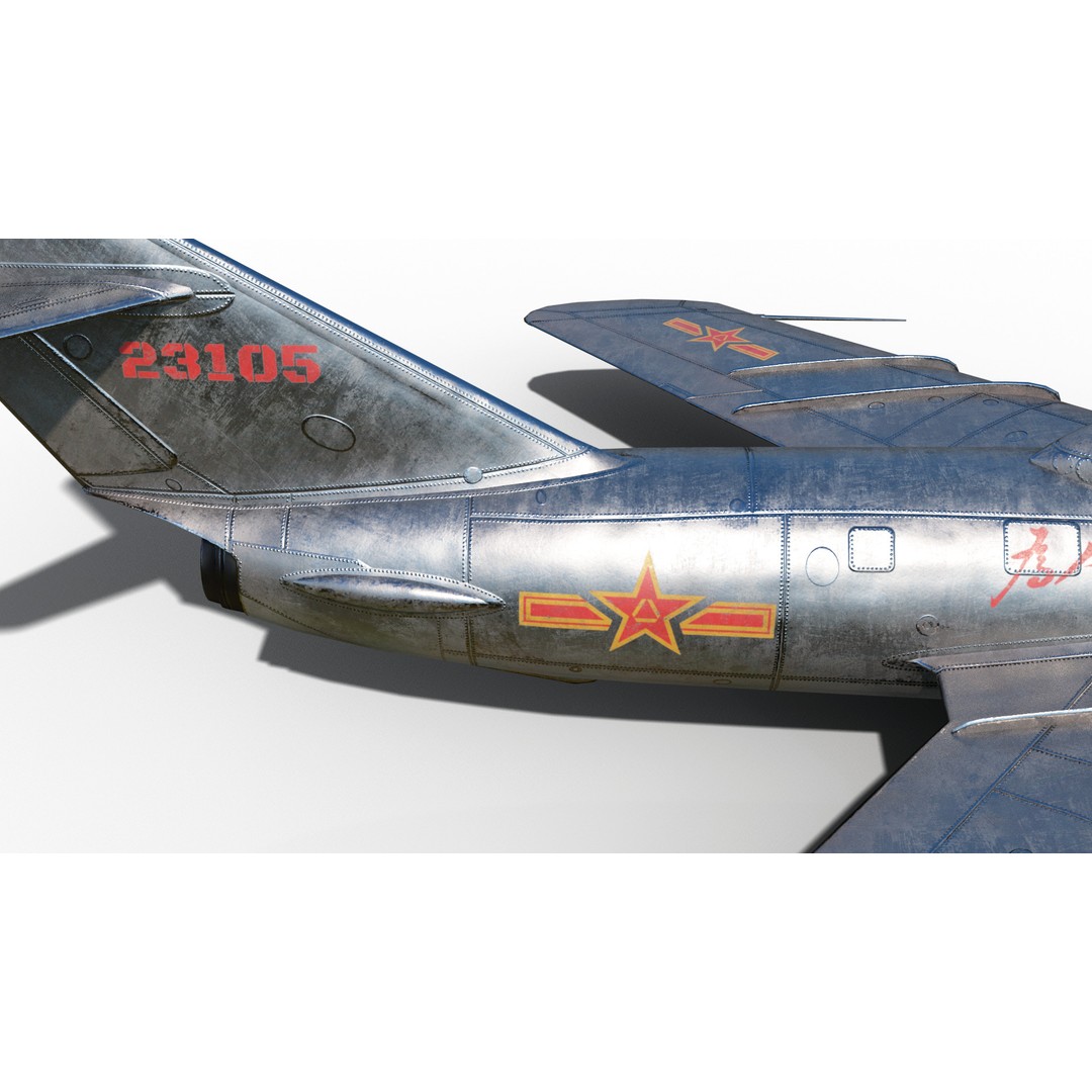 PLAAF J-5 Fighter 3D Model – Low Poly Military Aircraft, FBX - View 10