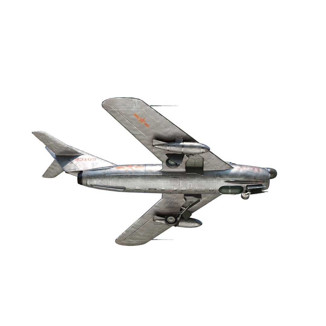 PLAAF J-5 Fighter 3D Model – Low Poly Military Aircraft, FBX - View 11