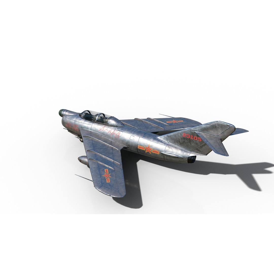 PLAAF J-5 Fighter 3D Model – Low Poly Military Aircraft, FBX - View 5