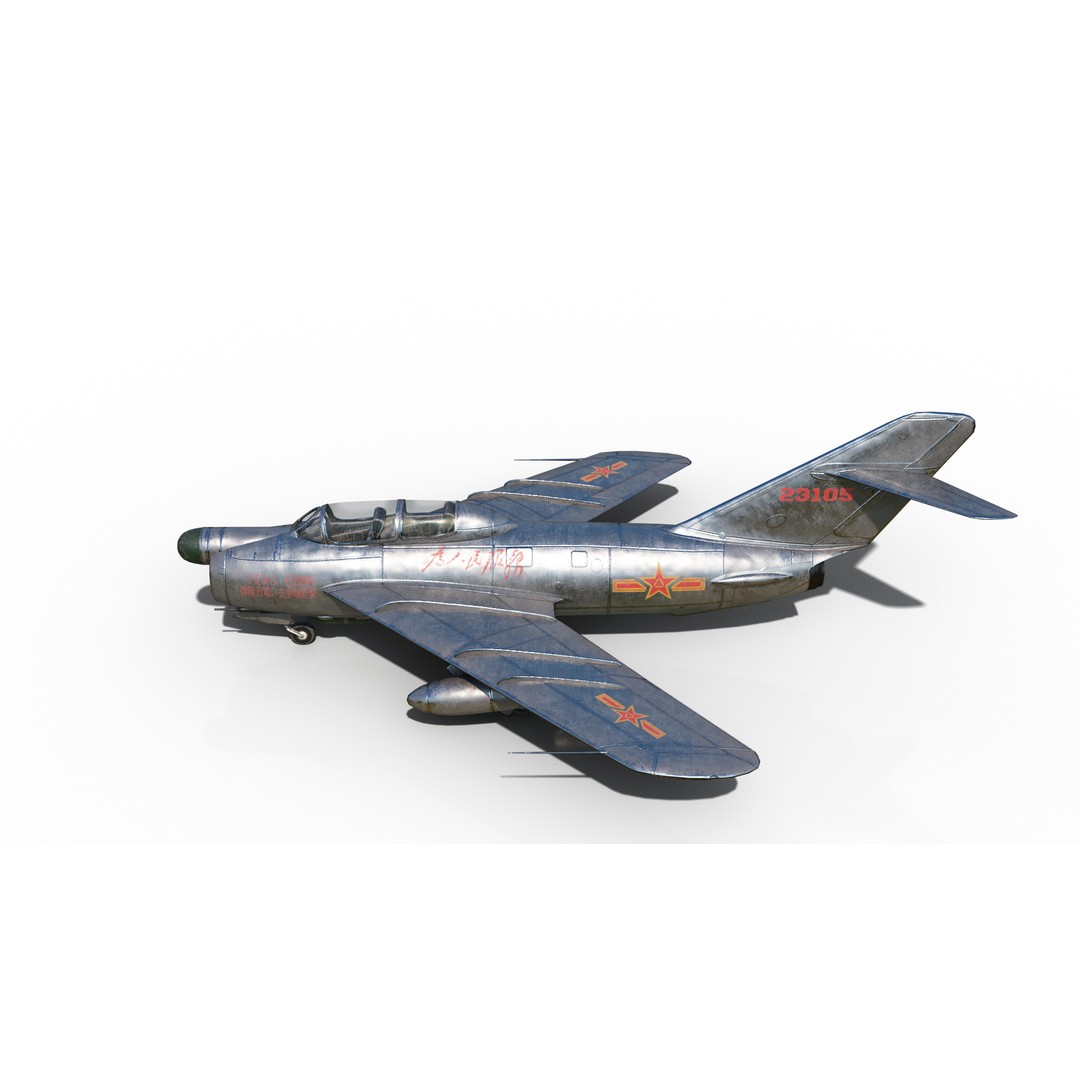 PLAAF J-5 Fighter 3D Model – Low Poly Military Aircraft, FBX - View 8