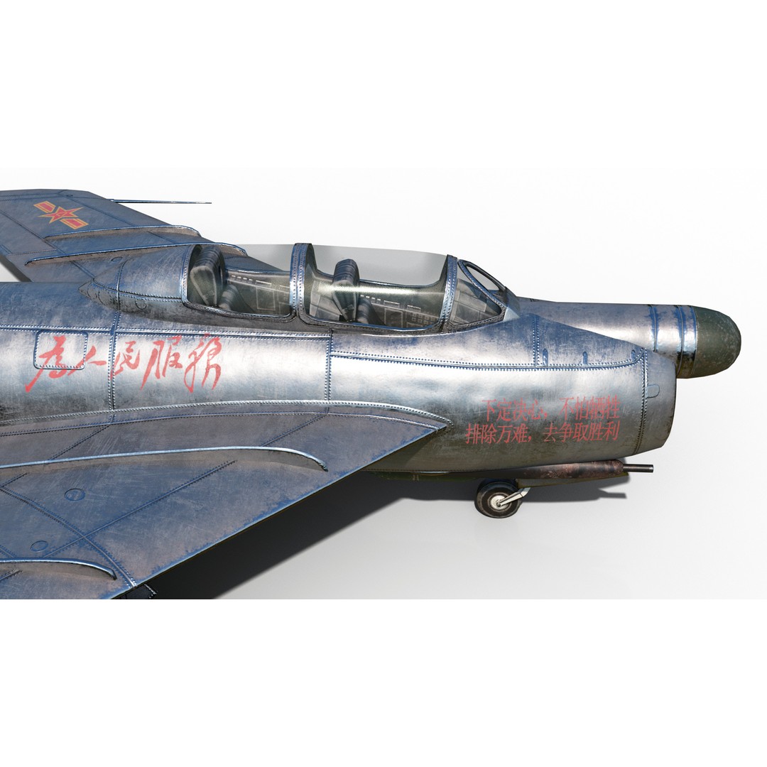 PLAAF J-5 Fighter 3D Model – Low Poly Military Aircraft, FBX - View 9
