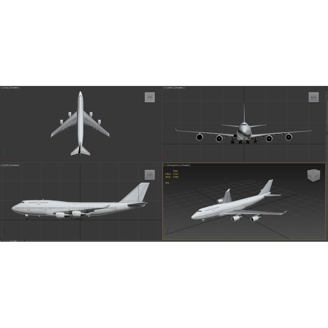 Boeing 747-400 3D Model – Low Poly Static Aircraft for MSFS/XPlane - View 10